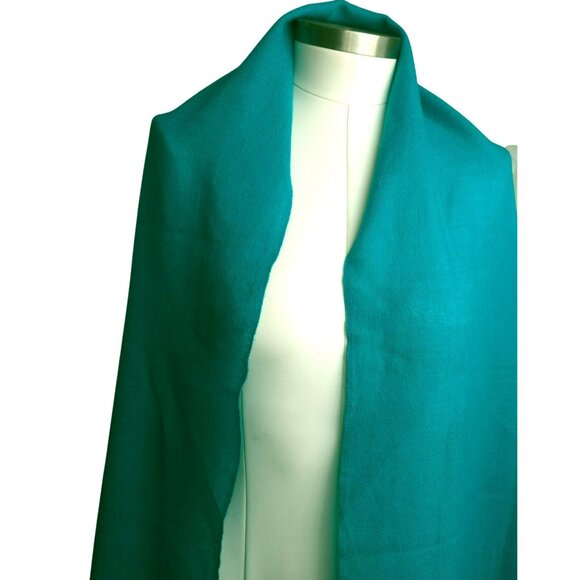 Vintage Teal Woven Shawl With Intricate Macramé Fringe 91x23.5" HS241 - Picture 4 of 6